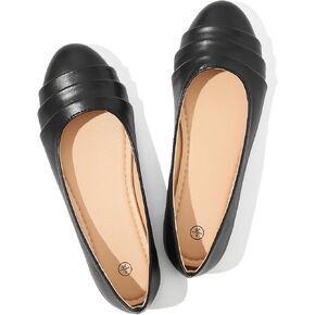 Shupua Flats for Women Dressy Comfortable Flats Shoes Womens Black Flats Leather Work Ballet Flats Round Toe Dress Shoes