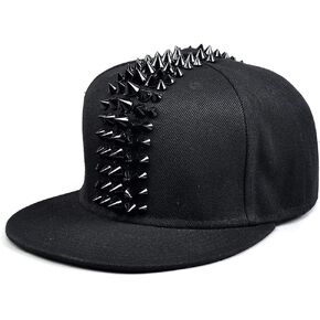 LOCOMO Black Hedgehog Middle Stripe Rivet Stud Spike Spiky Snapback FFH096BLK