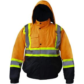 Just In Trend Premium High Visibility Hi Vis Waterproof Fleece lined Jacket/Parka with detachable hood