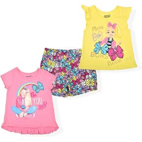 Nickelodeon Jojo Siwa Girls 3 Piece T-Shirt, Tank Top and Shorts Set for Little Kids – Pink/Yellow