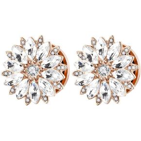 مقاييس الأنفاق من Lieson، مجموعة نفق من الفولاذ المقاوم للصدأ مكونة من قطعتين على شكل زهرة مع مقاييس أذن مكعبة من الزركونيا 00 جرام مجوهرات ثقب الأذن in Kuwait