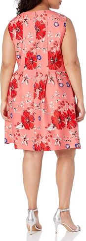 Taylor Dresses Women's Sleeveless Pleat Skirt Floral Print Scuba Dress in Saudi Arabia