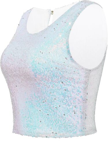 Coucoland Cropped Tank Top for Women - Womens Summer Sparkle Sequin Glitter Slimming Tops Camisole Trendy in Saudi Arabia