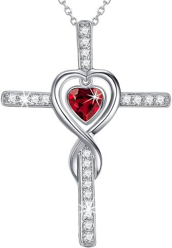 Dorella Valentines Day Jewelry Gifts Love Infinity Necklace for Her Birthday Gifts Wife Mom 925 Sterling Silver February March Birthstone Amethyst Aquamarine Jewelry Women in Kuwait