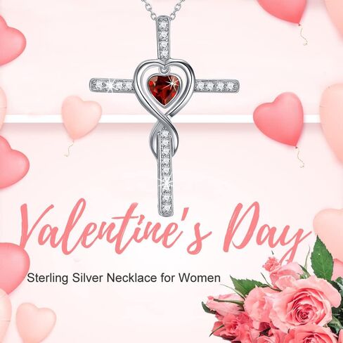 Dorella Valentines Day Jewelry Gifts Love Infinity Necklace for Her Birthday Gifts Wife Mom 925 Sterling Silver February March Birthstone Amethyst Aquamarine Jewelry Women in Kuwait