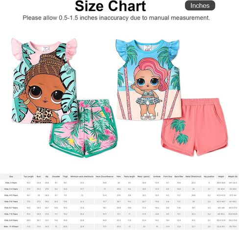 L.O.L. Surprise! Girls Clothes Set Doll Print Ruffle Sleeve Tee Top T-shirt and Shorts Kids Girl Clothes in Saudi Arabia