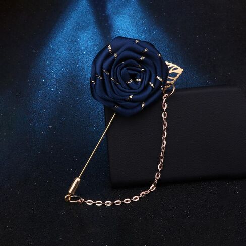 Rose Flower Lapel Pin for Men Brooch Rose Flower Suits Brooches Collar Gold Leaf Tassel Pin Wedding Lapel Flower Pin Rose for Men in Saudi Arabia