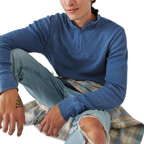 Lucky Brand Men's Garment Dye Thermal Mock Half Zip in Saudi Arabia