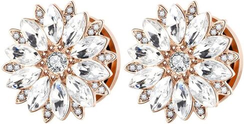 مقاييس الأنفاق من Lieson، مجموعة نفق من الفولاذ المقاوم للصدأ مكونة من قطعتين على شكل زهرة مع مقاييس أذن مكعبة من الزركونيا 00 جرام مجوهرات ثقب الأذن in Kuwait