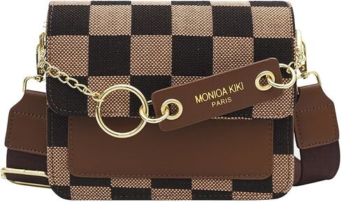 حقيبة كروس صغيرة للنساء، حقيبة كتف على شكل شطرنج، حقيبة سلسلة عتيقة، محفظة هوبو كلاسيكية in Kuwait