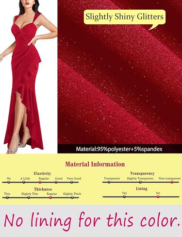 VFSHOW Womens Glitter Sweetheart V Neck Twist Front Backless Ruched Ruffle Slit Formal Evening Gown Maxi Dress in Kuwait