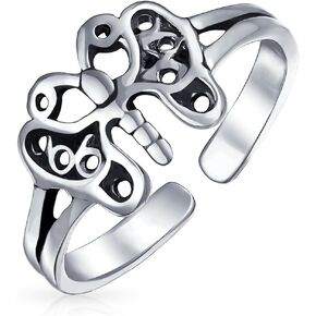 Bling Jewelry Garden Insect Nature Filigree Butterfly,Snake, Lizard, Lucky Red Ladybug Midi Band Toe Ring For Women Teens Oxidized .925 Silver Sterling Adjustable