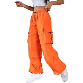 SweatyRocks Women's Drawstring Elastic Waist Loose Pants Casual Flap Pocket Cargo Pants Trousers