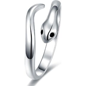 925-Sterling-Silver Snake Ring for Women - Open Adjustable Cobra Snake Rings,Plated with White Gold Cute Animal Toe Ring Fashion Jewelry in Kuwait