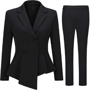 YUNCLOS Women's Double Breasted 2 Piece Suit Set 2 Button Blazer Jacket and Pants in Kuwait
