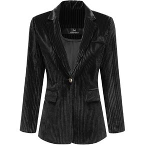 YUNCLOS Womens Velvet Blazer Jacket Slim Fit 1 Button Casual Lapel Office Dress Coat in Kuwait