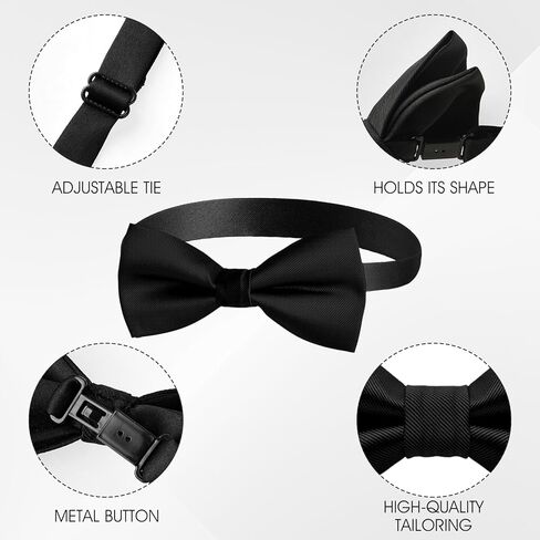 WY LIGHTING LEVEL Bow Tie Pre-Tie Style Bowtie, Mens Classic Bowtie for Wedding Formal Events, Solid Vintage Tuxedo Bow Ties in Kuwait