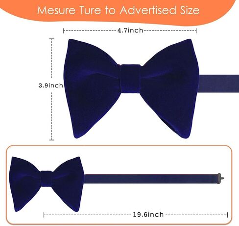 Mantieqingway Velvet Bow Ties for Men Adjustable Oversized Pre-tie Bowtie Cufflink Pock Square Set Tuxedo Big Bowties in Kuwait