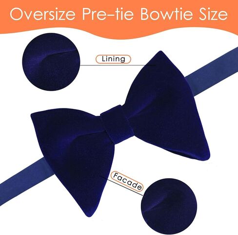 Mantieqingway Velvet Bow Ties for Men Adjustable Oversized Pre-tie Bowtie Cufflink Pock Square Set Tuxedo Big Bowties in Kuwait