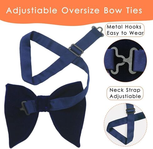 Mantieqingway Velvet Bow Ties for Men Adjustable Oversized Pre-tie Bowtie Cufflink Pock Square Set Tuxedo Big Bowties in Kuwait