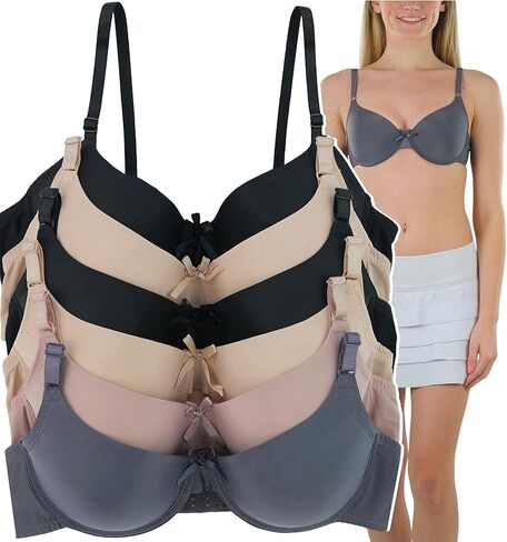 مجموعة ToBeInStyle النسائية المكونة من 6 حمالات صدر مبطنة بأنماط متنوعة مقاس كوب - A إلى DDD in Kuwait