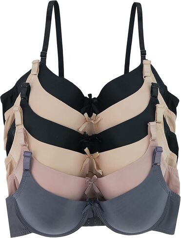 مجموعة ToBeInStyle النسائية المكونة من 6 حمالات صدر مبطنة بأنماط متنوعة مقاس كوب - A إلى DDD in Kuwait