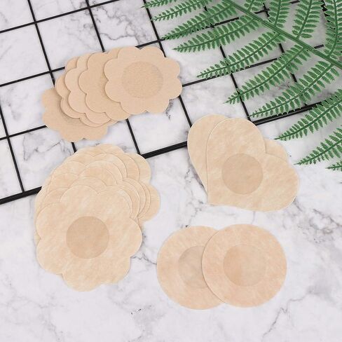 Tugaizi 80 قطعة من أغطية الحلمات للاستعمال مرة واحدة، أغطية للثدي بتلات الثدي، لاصقة مريحة من بتلات الساتان للنساء، بيج in Kuwait