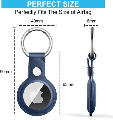 Meliya 4 Pack Air Tag Keychain for Apple Airtags Holder, Leather Airtags Case Tracker Cover, Airtag Key Ring Compatible with Apple AirTag (Black+Brown+Navy Blue+Green) in Kuwait