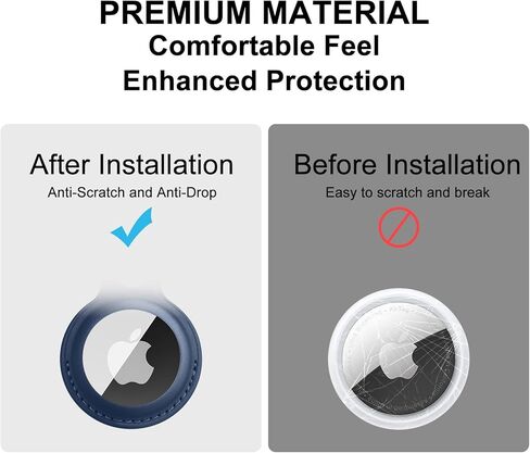 Meliya 4 Pack Air Tag Keychain for Apple Airtags Holder, Leather Airtags Case Tracker Cover, Airtag Key Ring Compatible with Apple AirTag (Black+Brown+Navy Blue+Green) in Kuwait