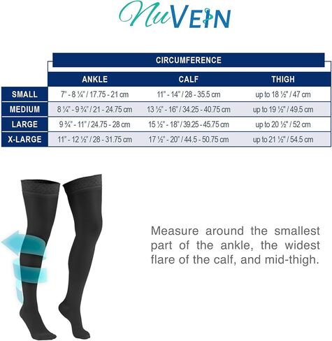 NuVein Sheer Compression Stockings for Women Fashion Silky Sheen Denier Thigh High in Kuwait