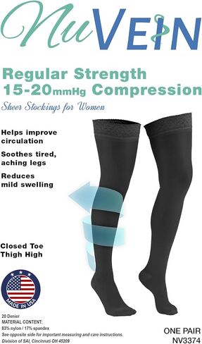 NuVein Sheer Compression Stockings for Women Fashion Silky Sheen Denier Thigh High in Kuwait