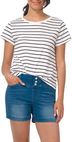 Rekucci Secret Figure Women's Slimming 5 inch Jean Short with Snap Detail in Saudi Arabia