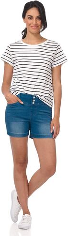 Rekucci Secret Figure Women's Slimming 5 inch Jean Short with Snap Detail in Saudi Arabia