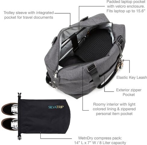 silvatrip Travel Tote Bag with Luggage Sleeve - Underseat Carry on Luggage - Qualifies as a Personal Item Flight Bag by Airlines in Saudi Arabia