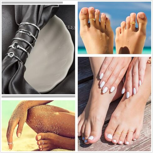 honsny قابل للتعديل خواتم اصبع القدم للنساء فتاة، 14k الذهب بسيط الشاطئ المفتوحة اصبع القدم مجموعة زهرة نجمة القمر السهم القلب ورقة الذيل الخنصر حلقات عقدة موجة الفضة الصيف اصبع القدم الدائري للفتيات في سن المراهقة مجوهرات القدم in Kuwait