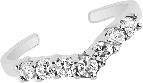 Ritastephens Sterling Silver Cubic Zirconia Band Ring Tiara V-shaped Adjustable Toe Ring in Saudi Arabia