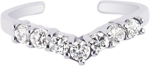 Ritastephens Sterling Silver Cubic Zirconia Band Ring Tiara V-shaped Adjustable Toe Ring in Saudi Arabia