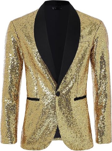 Coucoland Sequin Blazer Men-Tuxedo Jacket Sequin Suit Men Sport Coats in Kuwait