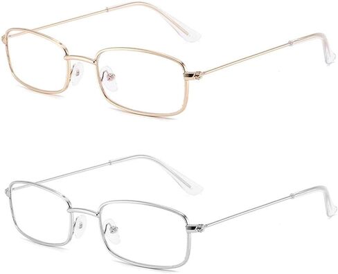 2 Pairs Old Man Costume Glasses,Square Novelty Small Granny Glasses Dress Up Eyeglasses for Cosplay Party Clothes Dress up(One Size,SilverGold) in Saudi Arabia