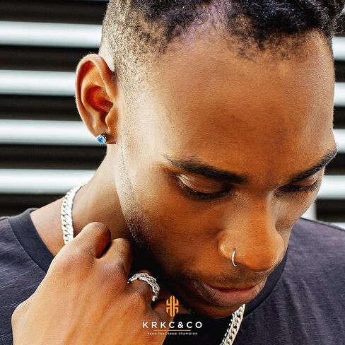 أقراط ذهبية من KRKC&CO للرجال، أقراط من الذهب الأبيض عيار 14 قيراط، أقراط مثلجة، من الفضة الإسترلينية، لا تسبب الحساسية، أقراط رجالي من أحجار الزركونيوم 5A in Kuwait