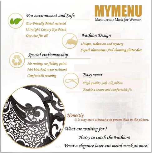 MYMENU Couple Masquerade Mask for Women Men Laser Cut Metal Mask Venetian Mask for Party Ball in Saudi Arabia
