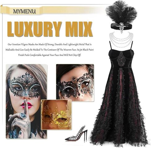 MYMENU Couple Masquerade Mask for Women Men Laser Cut Metal Mask Venetian Mask for Party Ball in Saudi Arabia