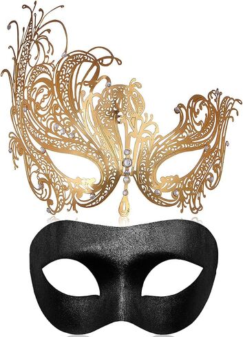 MYMENU Couple Masquerade Mask for Women Men Laser Cut Metal Mask Venetian Mask for Party Ball in Saudi Arabia