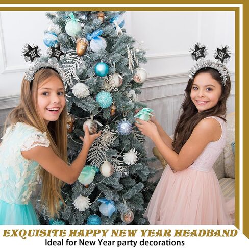 Yuxung 12 Pcs Happy New Year Headband with Star Flashing Headband with Silver Wire Adult Kids' Party Headwear Decoration in Saudi Arabia