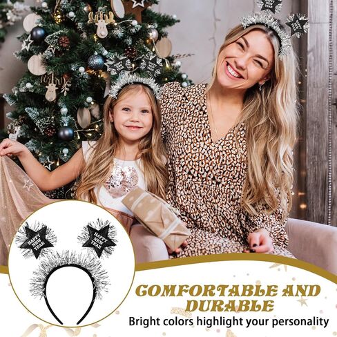 Yuxung 12 Pcs Happy New Year Headband with Star Flashing Headband with Silver Wire Adult Kids' Party Headwear Decoration in Saudi Arabia