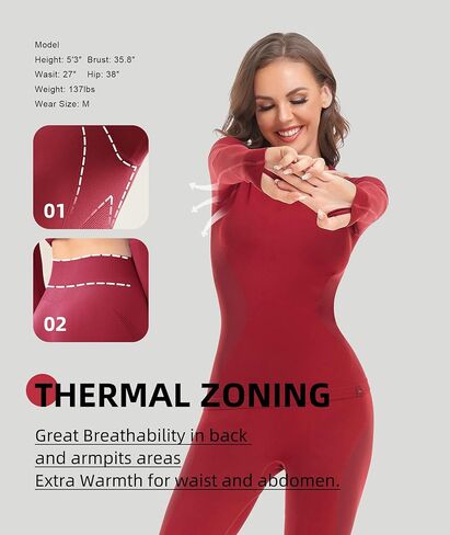 BENEUDNER Long Johns Thermal Underwear for Women Fleece Lined Base Layer Pajama Set Cold Weather in Kuwait