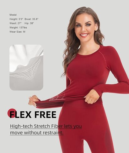 BENEUDNER Long Johns Thermal Underwear for Women Fleece Lined Base Layer Pajama Set Cold Weather in Kuwait