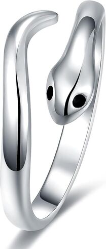 925-Sterling-Silver Snake Ring for Women - Open Adjustable Cobra Snake Rings,Plated with White Gold Cute Animal Toe Ring Fashion Jewelry in Kuwait