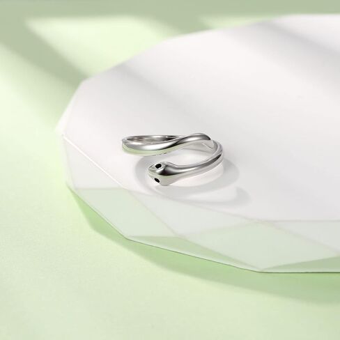 925-Sterling-Silver Snake Ring for Women - Open Adjustable Cobra Snake Rings,Plated with White Gold Cute Animal Toe Ring Fashion Jewelry in Kuwait