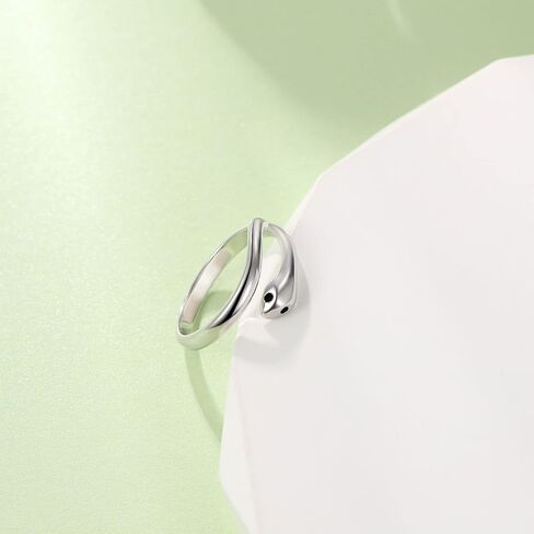 925-Sterling-Silver Snake Ring for Women - Open Adjustable Cobra Snake Rings,Plated with White Gold Cute Animal Toe Ring Fashion Jewelry in Kuwait